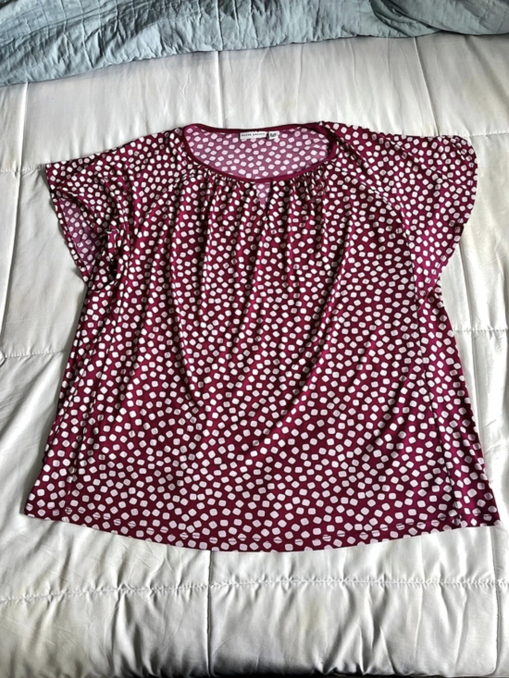 Susan Graver Polka Dot Blouse in Pink & White